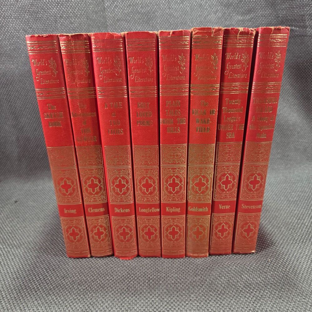 VTG World's Greatest Literature Red Hardcover Book Lot 8 Volumes Spencer Press